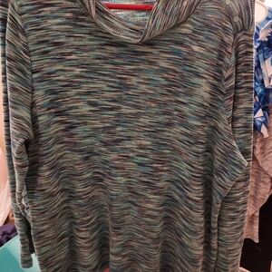 Talbots Space Dye Waffle-Knit Mockneck Tee